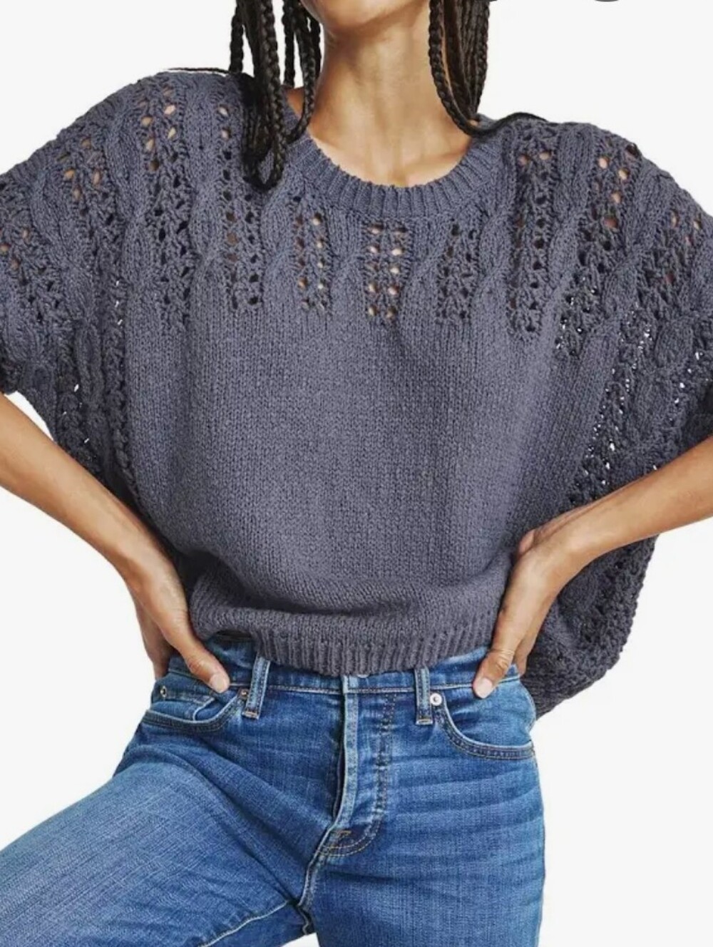 Splendid Mason Short Sleeve Open-Knit Relaxed Sweater Size XL Nwt.